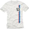 MAKAYA Maglietta Uomo Herbie 53 Motivo Vintage Tuning T-Shirt Retro Regali per Amanti delle Auto Bianco Taglia XL