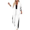 Generic Collana Gioiello da Donna con Risvolto, Manica Lunga, Giacca Larga e Pantaloni a Gamba Larga con Tasche. Maglia A Costine