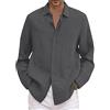 Generico Camicia Uomo Manica Lunga, Camicia di Manica Lunga Uomo in Lino Grigia, Camicie Abbigliamento Slim Fit Elegante Elasticizzata Maglietta Estiva Bianca Leggera Tempo Libero E Spiaggia T Shirt
