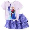 Disney Frozen Elsa Stitch Principessa Minnie bambina 2 pezzi vestito top maniche a sbuffo e gonna scintillante set compleanno vestito 2-9 anni