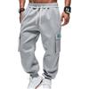 OLIPHEE Pantaloni Cargo Uomo con Tasche e Coulisse Elastico in Vita Casual Pantaloni Pile Uomo Invernali Sportiva Jogging Fitness Tuta Ginnastica Outdoor Sweatpants Men Autunno