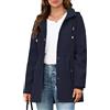 Tuopuda Giacche Donne Cappotto Leggera Utility Giubbotto Casual Giacca con Cerniera Cappuccio Outdoor Primaverile Autunno(Marina Militare,S)