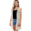 SMDPPWDBB Cardigan da donna in pizzo floreale all'uncinetto, senza maniche, aperto sul davanti