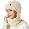 TAGVO Cappello Sciarpa Invernale a Maglia 3 in 1 per Uomo & Donna Berretto con Cappuccio Guanti Integrati Antivento Regalo Outdoor
