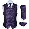 HISDERN Set di gilet e cravatta jacquard floreali classici da uomo in paisley floreale e tasca quadrata