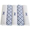 Surf the Shop Confezione da 5 fazzoletti da uomo con iniziali ricamate bianche con bordo in raso e fazzoletti a quadri blu, varie lettere, R, 5 Pack