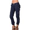 Generic Pantaloni da jogging cargo da donna a vita bassa multitasche da combattimento casual Activewear pantaloni elasticizzati con coulisse con risvolto gamba dritta pantaloni da lavoro pantaloni di