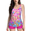 Vuncio Costumi da Bagno Donna Due Pezzi Taglia Forte Costumi Tankini Donna Mare Costumi da Bagno Donna 2 Pezzi con Pantaloncini Sportivi Piscina Spiaggia Completo