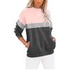 Cuptacc Felpa Senza Cappuccio Donna Girocollo Maniche Lunghe Con Tasche T-Shirt Pink Grey L