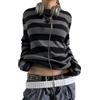 Betrodi Camicie a righe Y2k da donna a maniche lunghe Fairy Grunge T-shirt ampia vintage Harajuku Streetwear Teen Girls Tee Top