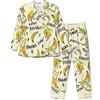Irshi Yellow Banana (1) Indumenti per dormire durevoli - Set pigiama da uomo in 2 pezzi - Set pigiama da uomo ideale per tutte le stagioni, Nero , M