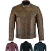 Texpeed Giacca di pelle casual da uomo - Estate/invernale Soft Touch autentica vintage pelle di montone Biker in vera pelle stile motociclista - Marrone - XL