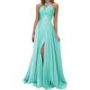 Onsoyours Abito Donna Lungo Senza Maniche Elegante Bandage Dress Vestito da Cerimonia Matrimonio Sposa Damigella Sera Cocktail Prom B Verde 44