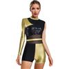 MSemis Donne Balletto Leotards Body Danza Classica Ginnastica Ritmica Monospalla Jumpsuit Bodysuit da Pattinaggio Artistico con Paillettes Costume da Ballo Latino Dancewear Giallo M