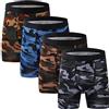 Xaanelr Boxer da uomo, in bambù, viscosa, biancheria intima da uomo, stile retrò, confezione da 4/8, S-3XL, B021 - Set di 4 gambe lunghe mimetiche, XXXL