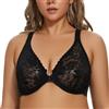 MELENECA Reggiseno da Donna con Ferretto in Pizzo Scollato sul Davanti Chiuso da Donna Schwarz 10G