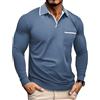 PRIVIMIX Polo Uomo Maniche Lunghe Tshirt Golf Magliette Collo a V Maglia con Tasca M-3XL