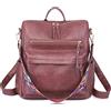FANDARE Zaino da donna 3 in 1, borsa a mano per ragazze, in pelle PU, da donna, borsa a tracolla da viaggio, per università, viaggi, tempo libero, lavoro, scuola, ufficio, giorno, rosso vivo, L