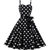 Generico Vestito Anni 50 Donna - Rockabilly Abito da Donna Vintage Anni '50, Senza Maniche, a Pois, Stile Coctail, alla Elegante degli Anni '60, con Spalline Sottili, Tunica, per Feste, Balli, Carnevale