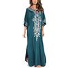 JENJON Donna Corta Manica Cover Up Caftano Floreale Ricamato Laterale Diviso Vestito da Spiaggia Abiti