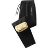 YOSUWOAI Pantaloni sportivi da uomo, lunghi foderati, in pile, pantaloni da allenamento, pantaloni da jogging, caldi, imbottiti, per attività all'aperto, dritti, per golf, pesca, campeggio, O nero., L