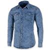 SEVEN EAGLE Camicia Denim da Uomo a Maniche Lunghe con Doppia Tasca con Bottoni Automatici (XL, Blue Snow)