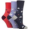 SockShop Gentle Grip - Calzini da donna con piedini divertenti, non vincolanti, a nido d'ape, con motivo a nido d'ape, confezione multipla di 3 colori assortiti, taglia 36-40