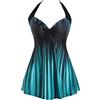 Sixyotie Costume da Bagno Tankini da Donna con Gonna Costumi da Bagno Un PezzoTaglie Forti Swim Dress (Gradient, EU 42-44(Tag 2XL))