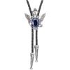 UBBVPKY Cravatta Bolo Per Uomo E Donna Cravatta Unisex Da Cowboy Western Con Ciondolo A Forma Di Aquila Bicipite Cravatta Vintage In Corda Di Pelle Regolabile Accessori Da Cowboy Bolo Tie Nativi Blu