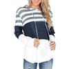 ABYOVRT Donna Felpa con Cappuccio Maniche Lunghe Stampa Floreale Camicette Patchwork Tops Pullover Maglietta,A-Stripe Bianco,L
