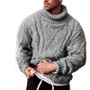 CreoQIJI Maglione da uomo, pullover da uomo, nero, in lana | Maglione da uomo invernale, collo alto, in lana, da uomo, slim fit, caldo, maglione in lana merino, per uomo, grigio., M