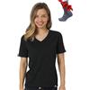 Merino.tech 100% Merino T Shirt Damen - Merinowolle Sport Wandern Thermoshirt Damen + Merino Wandersocken (X-Large, Charcoal V-Neck)