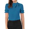Allegra K Donna Camicie Collo Farfalla Elegante Camicetta Maniche Corte Ufficio