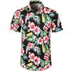 JOGAL - Camicia hawaiana da uomo, a maniche corte, con bottoni, in cotone, con motivo floreale