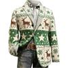 Generico Blazer Natalizio da Uomo Giacca Stampa Albero di Natale Giubbotto Renna Giacche in Pile Cappotto Colletto Risvolto Giacca Monopetto Felpa Divertente Natalizia Cappotti Taglie Forti Costume