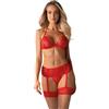 Selente Love & Fun Malizioso Completo Intimo a 3 o 4 Pezzi: Reggiseno, (Reggicalze), Tanga ed Esclusiva Benda per Occhi in Raso. Made in EU.