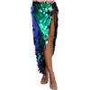 Mufeng Costume da Sirena da Donna Gonna Glitterata con con Lacci in Vita Regolabili Luccicanti Gonne Danza del Ventre per Festival Club Discoteca Carnevale Verde M