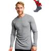 Merino.tech Maglia Termica Merino Lana Uomo Maniche Lunghe + Calzini | Maglione Intimo Leggero, Medio, Pesante Traspirante, Drenante, Anti-Odore, Non Pizzica per Trekking, Sci, Outdoor