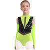 Choomomo Body Danza Latina Bambini Ragazze Ginnastica Completi Tuta Pattinaggio Figure Body Balletto Latino Jazz Tango Dancewear 5-16 anni Giallo fluorescente 11-12 anni