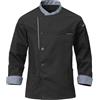 CoXuantion Giacca da Chef Uomo Maniche Lunghe Cuoco Uniforme Professionale Ristorante Giacca Cucina Abbigliamento vestibilità Moderna per Ristorante Panetteria XL,Nero