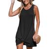 CUPSHE, copricostume da donna senza maniche, in maglia waffle, per spiaggia, mini abito attorcigliato, nero, S