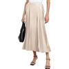 MAYFASEY Gonna lunga da donna in raso, a vita alta, elegante gonna midi di seta, linea A, Flared Midi, business, feste, tempo libero