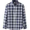 Jamron Uomo Taglie Forti Manica Lunga Camicia in Flanella a Quadri Camicia Casual Button Down in Misto Cotone Spazzolato Blu & Bianco 4XL