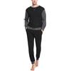 Sykooria Pigiama Uomo Invernali Pigiama Uomo Cotone Lungo Pigiama Due Pezzi Set Pigiama Caldo Pigiami da Uomo Maniche Lunghe e Pantaloni Lunghi 947-Nero XL