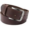 ROYALZ cintura in pelle da uomo in robusto bufalo 4mm, vintage per jeans da uomo con fibbia spinosa in pelle 38mm, dimensione:90, Colore:Marrone scuro - fibbia ad ardiglione spazzolata