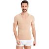 FINN Maglia Dimagrante Uomo con Scollo a V - Canottiera Snellente a Maniche Corte in Cotone - Camicia compressiva Body Shaper per Una Pancia più Piatta Color Pelle 5XL