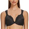 MELENECA Donna Reggiseno Taglie Forti Pizzo Chiusura Anteriore Non Imbottito Cinghie Imbottite con Ferretto