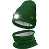 ATNKE LED Cappello con Luce e Sciarpe Abito, USB Ricaricabile 4 LED Luce Cappello da Corsa Invernale Calda Pile Foderato Scalda Collo e Berretto Lavorato Maglia Regali per Uomo e Donna/Green