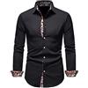 Modeewel Camicia a collo alto, da uomo, in tinta unita, a maniche lunghe, per il lavoro e la vita quotidiana, con bottoni, per il tempo libero, a contrasto, basic da uomo alla moda