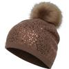 styleBREAKER Cuffia in Maglia fine con PON PON con Paillettes e PON PON Rimovibile in Pelliccia Sintetica, PON PON in Pelliccia, Donna 04024134, Colore:Marrone